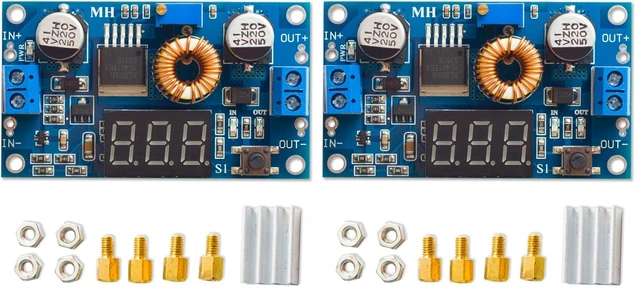 Main image of 5A 75W DC-DC Step Down Power Module XL4015 Adjustable with LED Voltmeter Free Pillars (Pack of 2)