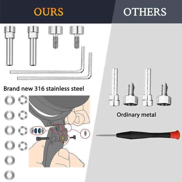 Alt view image 4 of 7 - Metal Swivel Pins Replacement Parts Kit for Bose QuietComfort 35/QC35/QC35 II/QC45/QuietComfort SE (QC SE)/Quiet Comfort Wireless Headphones, Hinge Screws Accessories and Gasket - Silver