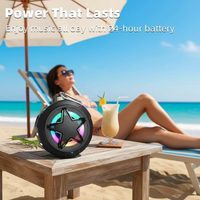 Alt view image 6 of 7 - Shower Speaker Bluetooth Waterproof for Paddle Board Gifts Teen Boys Portable Wireless Speakers, IP67 Floating, TF Card, Small Outdoor Stuff with LED Light for Beach, Kayak, Gifts for Kids, Men