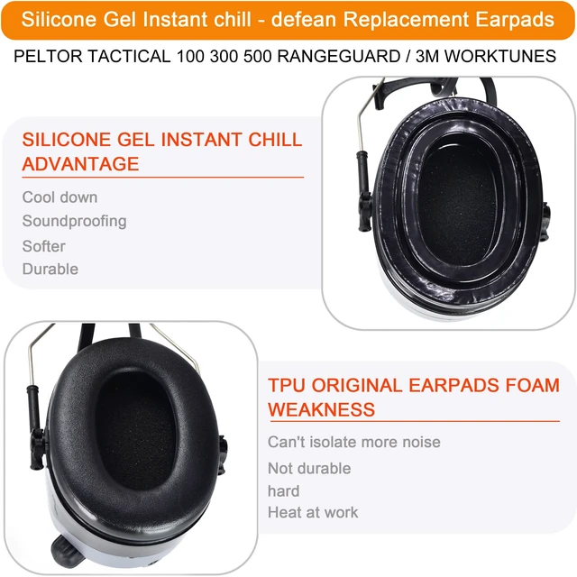 Alt view image 4 of 7 - Silicone Gel Earpads for 3M WorkTunes(90543, 90544, 90542, 90541) Also for Peltor Sport(Tactical TAC 100/300/500, 90565, 90566, 97040, 97041, 97042)/ZOHAN(EM033/037/042)/PROHEAR(032/033/037)