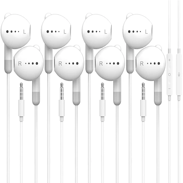 Main image of 4 PCS 3.5mm Jack in-Ear Headphones, 4.0 Ft Long Wired Earbuds with Volume Control, Clear Calls for School Students/iPhone, iPad/MP3/Computer/White