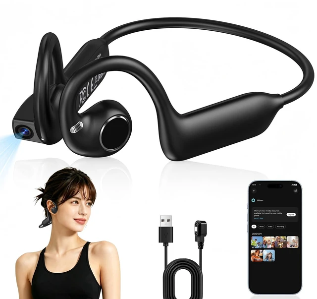 Main image of Open Ear Headphones with 8MP Camera, 1080P HD Video & Photo Support 3200 Pixels Hi-Fi Bluetooth Sports Earphones, AI Real-Time Translator & Voice Assistant with App for Running & Travel