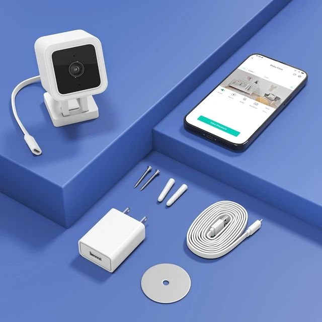Alt view image 7 of 7 - Cam v3 Wired WiFi Indoor/Outdoor Home Security Camera Color Night Vision, 2-Way Audio, Pet/Baby Monitor, MicroSD Card Slot, Compatible with Alexa & Google