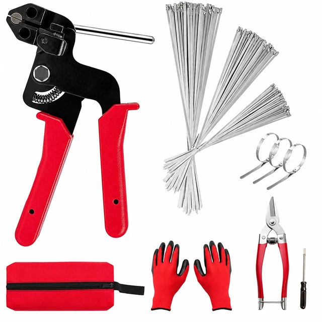 Main image of 300PCS Metal Zip Ties Gun Kit, Silver 7.8"/9.8"/11.8" Self-Locking 304 Stainless Steel Zip Ties, Heavy Duty Cable Tie Fastening Cutting Release Tool Set for Outdoor Fence, Exhaust Pipe and Farm Use