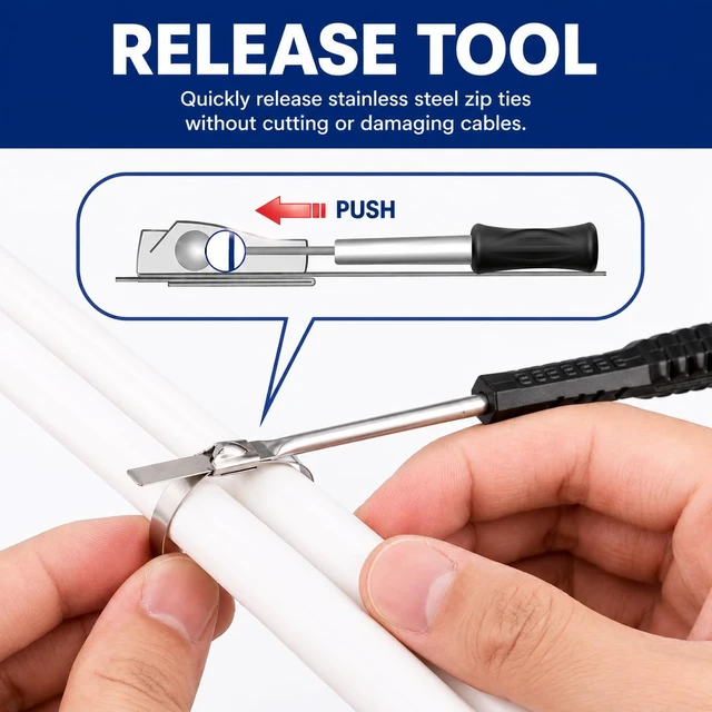 Alt view image 6 of 7 - 300PCS Metal Zip Ties Gun Kit, Silver 7.8"/9.8"/11.8" Self-Locking 304 Stainless Steel Zip Ties, Heavy Duty Cable Tie Fastening Cutting Release Tool Set for Outdoor Fence, Exhaust Pipe and Farm Use