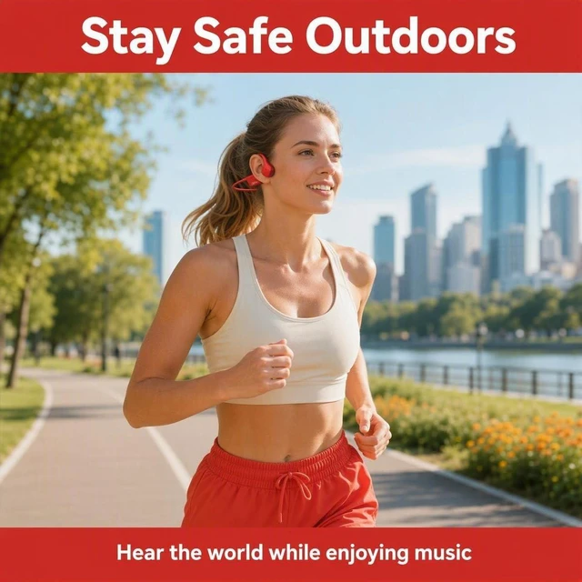 Alt view image 2 of 7 - Bone Conduction Headphones Bluetooth Open Ear Earbuds Wireless Headset Bluetooth Titanium Lightweight Waterproof for Workout Running Hiking Walking Bicycling