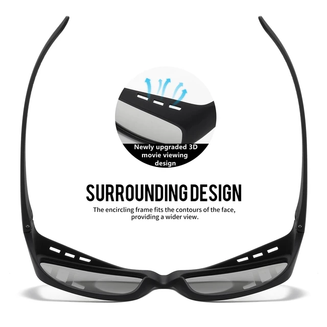 Alt view image 2 of 7 - Cinema Passive 3D Glasses Large Frame,Clearer,Brighter,for RealD 3D Movie(2 Pack)