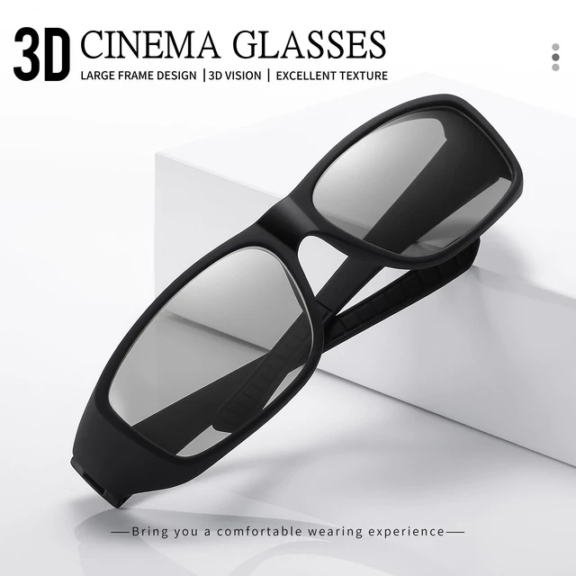 Alt view image 3 of 7 - Cinema Passive 3D Glasses Large Frame,Clearer,Brighter,for RealD 3D Movie(2 Pack)