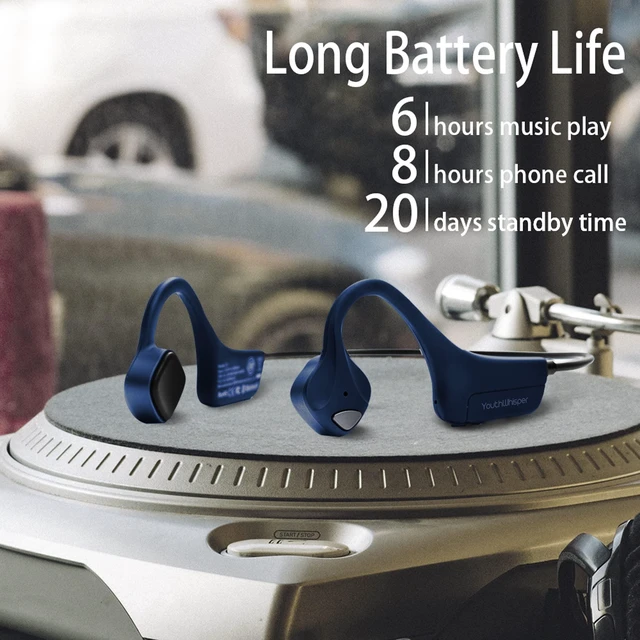 Alt view image 3 of 7 - Bluetooth Headphones Waterproof Bone Conduction Headset Open Ear Earphones Blue Headset with mic, Bluetooth Headset with mic
