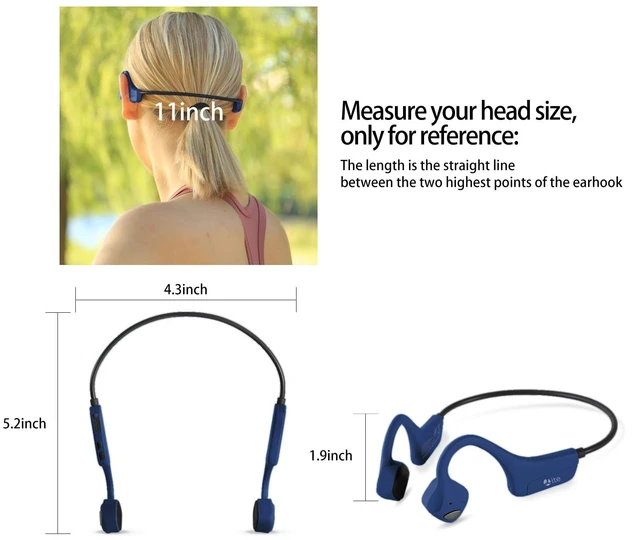 Alt view image 5 of 7 - Bluetooth Headphones Waterproof Bone Conduction Headset Open Ear Earphones Blue Headset with mic, Bluetooth Headset with mic