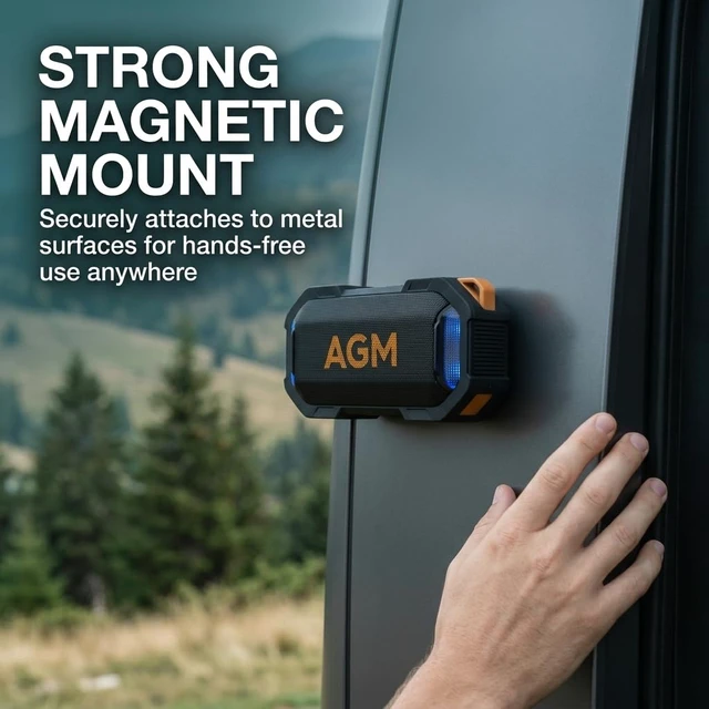 Alt view image 3 of 6 - MagROCK Magnetic Bluetooth Speaker, IP67 Waterproof & Floatable, Strong Magnet Mount for Fridge & Toolbox, Drop-Proof Rugged Portable with RGB Lights, TWS Stereo, for Shower, Garage, Outdoor
