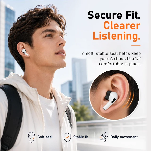 Alt view image 3 of 7 - 6 Pairs Memory Foam Replacement Ear Tips for AirPods Pro 2 & 1 Soft Comfort, Clearer Listening, Secure Fit, Charging Friendly, SealCore Tech Eartips for Aipod Pro 2nd & 1st (Medium, Black)