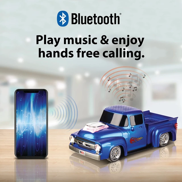 Alt view image 7 of 7 - BT-1956 Rechargable Portable Bluetooth Speaker with FM Radio, Blue 3-Inch Drivers, Hands-Free Calling, Built-in Microphone, USB/microSD/AUX, LED Party Lights