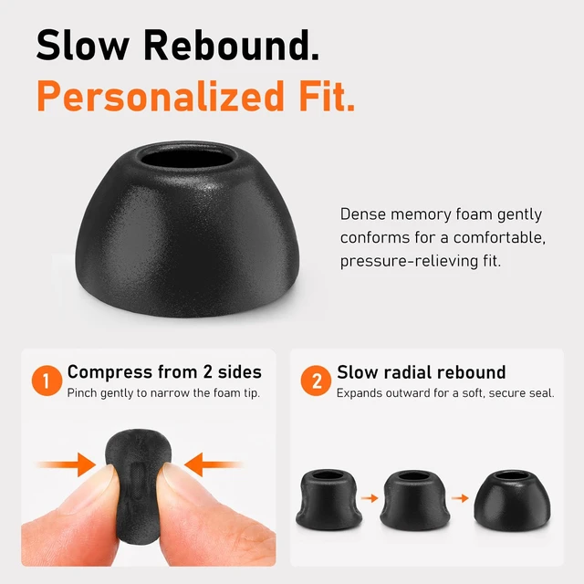 Alt view image 5 of 7 - 6 Pairs Memory Foam Replacement Ear Tips for AirPods Pro 3 Soft Comfort, Clearer Listening, Secure Fit, Charging Friendly, SealCore Tech Eartips for Aipods Pro 3rd Gen (Medium, Black)