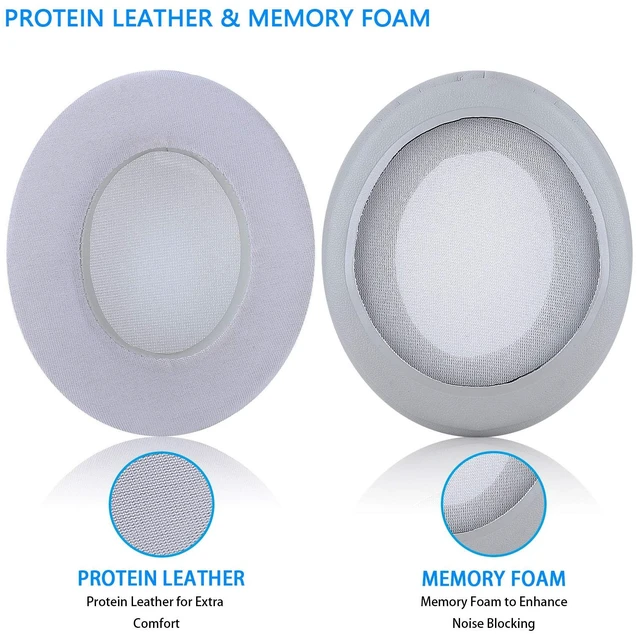 Alt view image 4 of 7 - Replacement Ear Pads Cushion Cover with Protein Leather & Memory Foam for Razer Nari, Ultimate, Essential, Kraken Kitty, Kraken Tournament Edition Headset ONLY Oval (Grey&Gel)