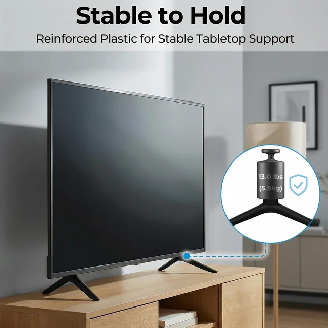 Alt view image 3 of 7 - TV Stand Legs Exclusive for Onn 100018254 100002458 Roku TV, for Onn Roku TV Legs Replacement, Stable Tabletop Design, Screws and Anti-Slip Feet Pad Included