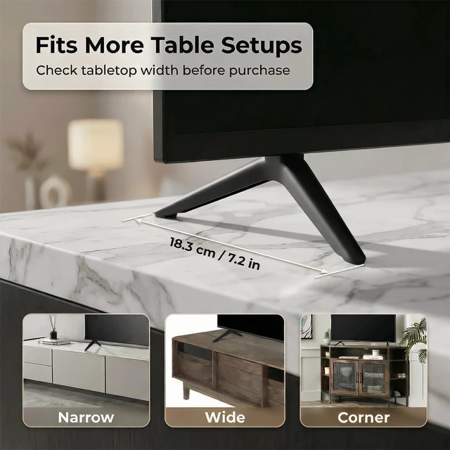 Alt view image 6 of 7 - TV Stand Legs Exclusive for Onn 100018254 100002458 Roku TV, for Onn Roku TV Legs Replacement, Stable Tabletop Design, Screws and Anti-Slip Feet Pad Included