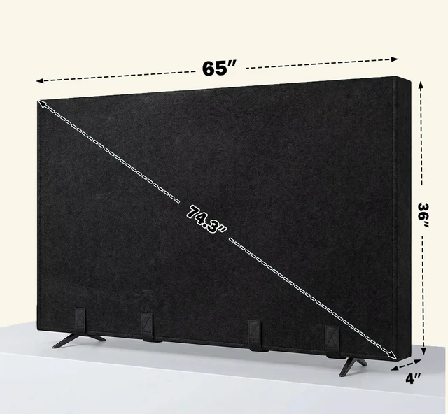 Alt view image 2 of 7 - TV Moving Dust Cover 65", Heavy Felt Cover for MovingTV, Anti-Scratch For 60-65" TV Screen Protector with Bottom Strap,Duty Felt Material for Moving,Home Renovation,Pet Scratch ProtectionBlack