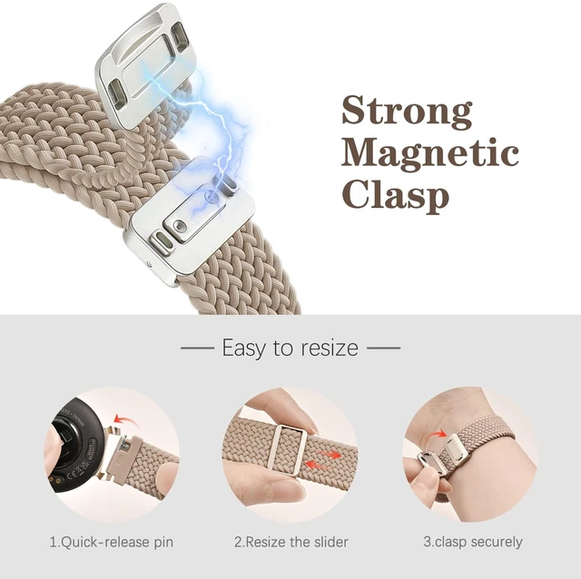 Alt view image 2 of 7 - Nylon Watch Bands for Garmin Lily 2/Lily 2 Active Women 2 Pack 14mm Soft Stretch Braided Adjustable Wristband Magnetic Buckle Sport Strap for Garmin Lily 2 Classic Accessory
