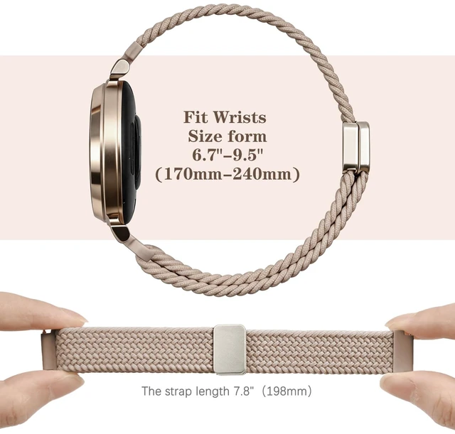 Alt view image 5 of 7 - Nylon Watch Bands for Garmin Lily 2/Lily 2 Active Women 2 Pack 14mm Soft Stretch Braided Adjustable Wristband Magnetic Buckle Sport Strap for Garmin Lily 2 Classic Accessory