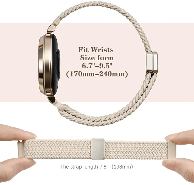 Alt view image 5 of 7 - Nylon Watch Bands for Garmin Lily 2/Lily 2 Active Women 2 Pack 14mm Soft Stretch Braided Adjustable Wristband Magnetic Buckle Sport Strap for Garmin Lily 2 Classic Accessory