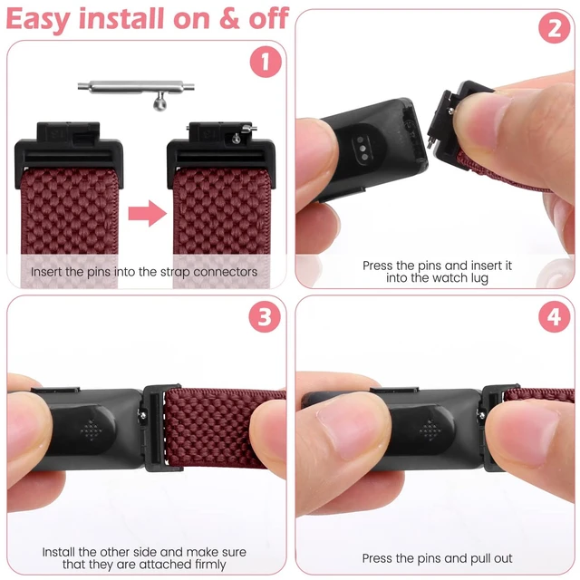 Alt view image 3 of 6 - Elastic Watch Band Compatible with Fitbit Inspire /3/2/HR/Ace 2/3, Soft Nylon Sport Wristband Replacement Straps For Women & Men