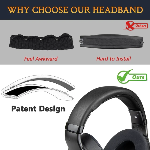 Alt view image 4 of 6 - Headband for Sennheiser HD579/HD595/HD598/HD599/HD599 - Black for HD579/HD595/HD595SE/HD598/HD598SE/HD598CS/HD598SR/HD599/HD599SE Headphones