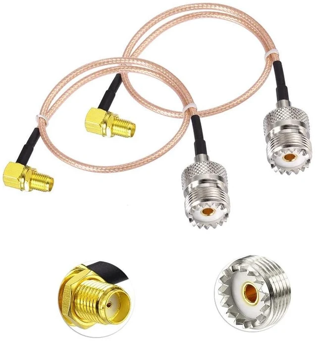 Main image of SO239 to SMA Cable 12inch UHF Female SO-239 to SMA Female Cable Right Angle for CB Radio/Handheld Radio Antenna/Walkie Talkie etc 2-Pack