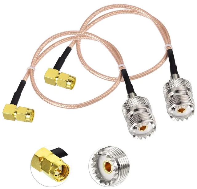 Main image of SO239 to SMA Cable 12inch UHF Female SO-239 to SMA Male Cable Jumper Right Angle for CB Radio/Handheld Radio Antenna/Walkie Talkie etc 2-Pack