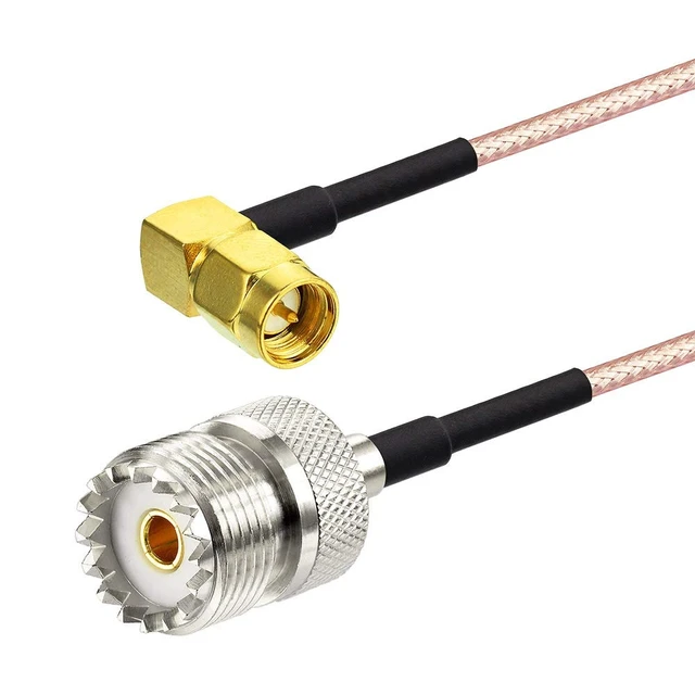 Alt view image 2 of 5 - SO239 to SMA Cable 12inch UHF Female SO-239 to SMA Male Cable Jumper Right Angle for CB Radio/Handheld Radio Antenna/Walkie Talkie etc 2-Pack