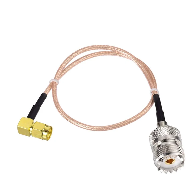 Alt view image 3 of 5 - SO239 to SMA Cable 12inch UHF Female SO-239 to SMA Male Cable Jumper Right Angle for CB Radio/Handheld Radio Antenna/Walkie Talkie etc 2-Pack