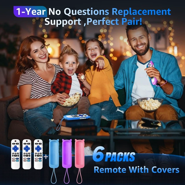 Alt view image 7 of 7 - (Pack of 3) Replacement Remote Only for Roku TV with Soft Protective Cover Remote for TCL/Onn/Hisense/Sharp/Element/Philips Roku Smart TV (Elegant White)Remote BackupNo SetupGlow in The Dark