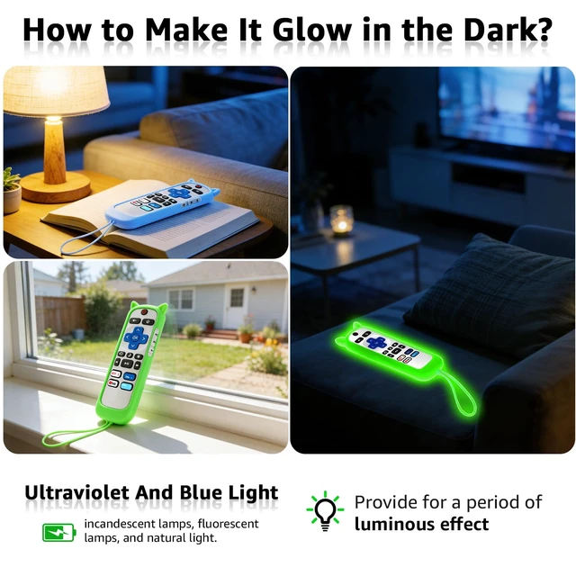 Alt view image 6 of 7 - (Pack of 3) Replacement Remote Only for Roku TV with Soft Protective Cover Remote for TCL/Onn/Hisense/Sharp/Element/Philips Roku Smart TV (Elegant White)Remote BackupNo SetupGlow in The Dark
