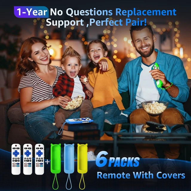 Alt view image 7 of 7 - (Pack of 3) Replacement Remote Only for Roku TV with Soft Protective Cover Remote for TCL/Onn/Hisense/Sharp/Element/Philips Roku Smart TV (Elegant White)Remote BackupNo SetupGlow in The Dark