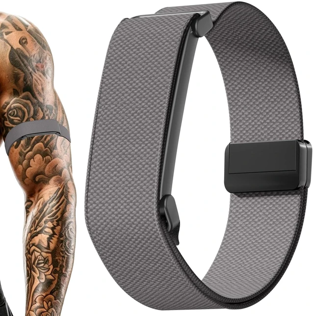 Main image of Magnetic Bicep Band for Google Fitbit Air,Nylon Arm Strap (Dark Gray) Elastic Sport Armband Ankle Nylon Bicep Bands with Magnet Clasp for Women Men,Breathable Replacement Strap for Gym Running