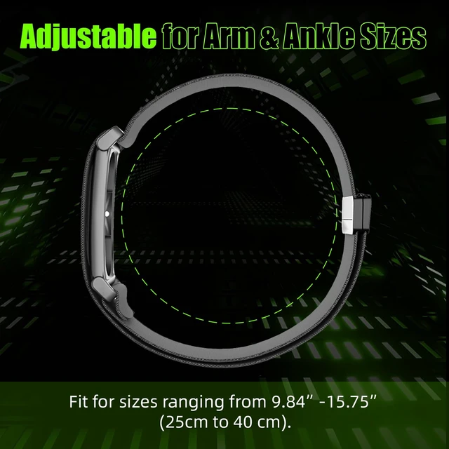 Alt view image 6 of 7 - Magnetic Bicep Band for Google Fitbit Air,Nylon Arm Strap (Dark Gray) Elastic Sport Armband Ankle Nylon Bicep Bands with Magnet Clasp for Women Men,Breathable Replacement Strap for Gym Running