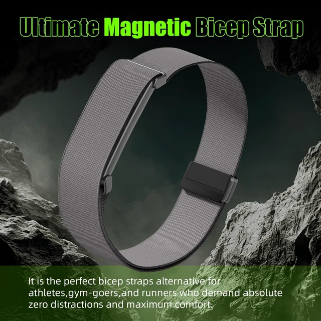 Alt view image 7 of 7 - Magnetic Bicep Band for Google Fitbit Air,Nylon Arm Strap (Dark Gray) Elastic Sport Armband Ankle Nylon Bicep Bands with Magnet Clasp for Women Men,Breathable Replacement Strap for Gym Running