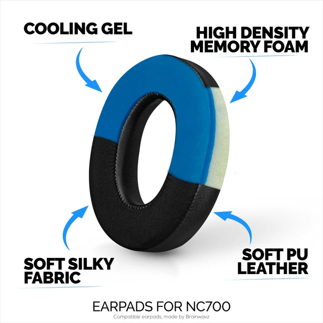 Alt view image 4 of 7 - Bose NC700 Hybrid Replacement Earpads with Gel, Memory Foam, Breathable Fabrics & Soft PU Leather