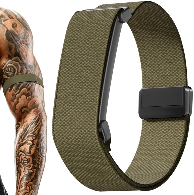 Main image of Magnetic Bicep Band for Google Fitbit Air,Nylon Arm Strap (Army Green) Elastic Sport Armband Ankle Nylon Bicep Bands with Magnet Clasp for Women Men,Breathable Replacement Strap for Gym Running