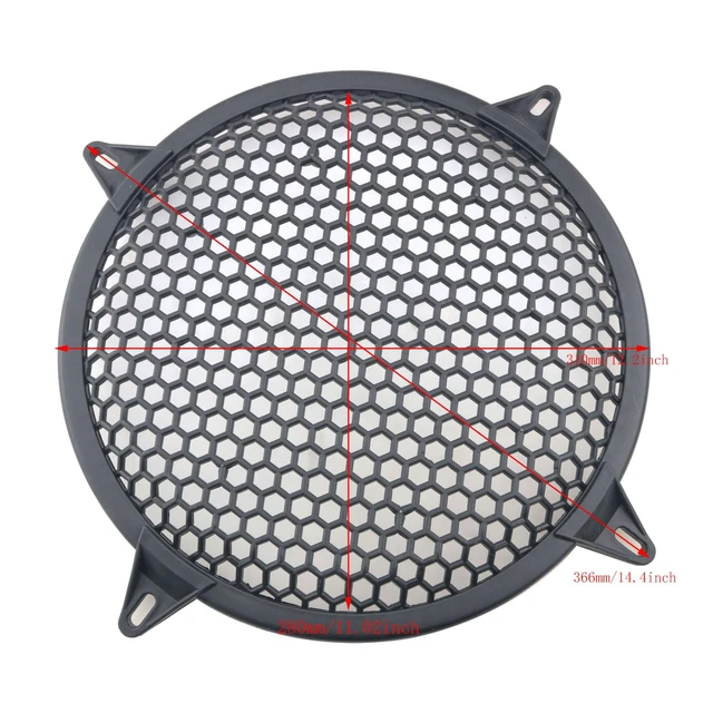 Alt view image 2 of 5 - 2pcs 12 Inch Speaker Grille Cover ABS Mesh with Mounting Screws Plastic Mesh Cover Stage Box Exterior Mesh Cover Plastic Legged Mesh Frame Sound Speakers for Home Audio Black