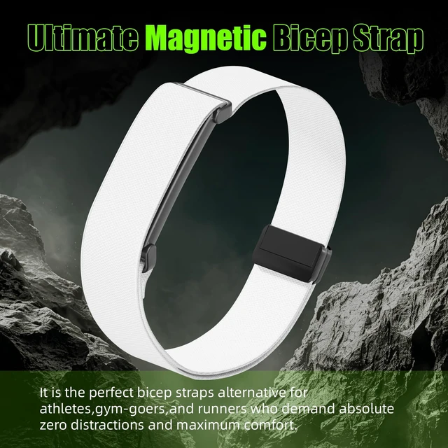Alt view image 7 of 7 - Magnetic Bicep Band for Google Fitbit Air,Nylon Arm Strap (White) Elastic Sport Armband Ankle Nylon Bicep Bands with Magnet Clasp for Women Men,Breathable Replacement Strap for Gym Running