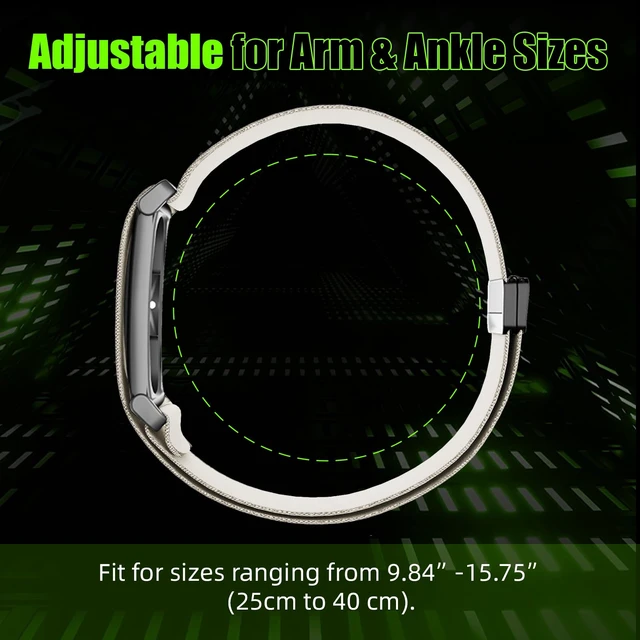 Alt view image 6 of 7 - Magnetic Bicep Band for Google Fitbit Air,Nylon Arm Strap (Starlight) Elastic Sport Armband Ankle Nylon Bicep Bands with Magnet Clasp for Women Men,Breathable Replacement Strap for Gym Running
