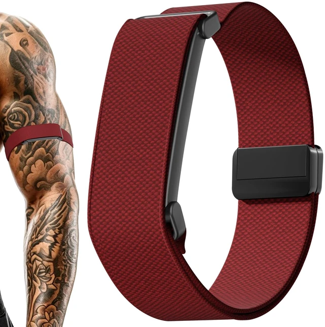 Main image of Magnetic Bicep Band for Google Fitbit Air,Nylon Arm Strap (Wine) Elastic Sport Armband Ankle Nylon Bicep Bands with Magnet Clasp for Women Men,Breathable Replacement Strap for Gym Running