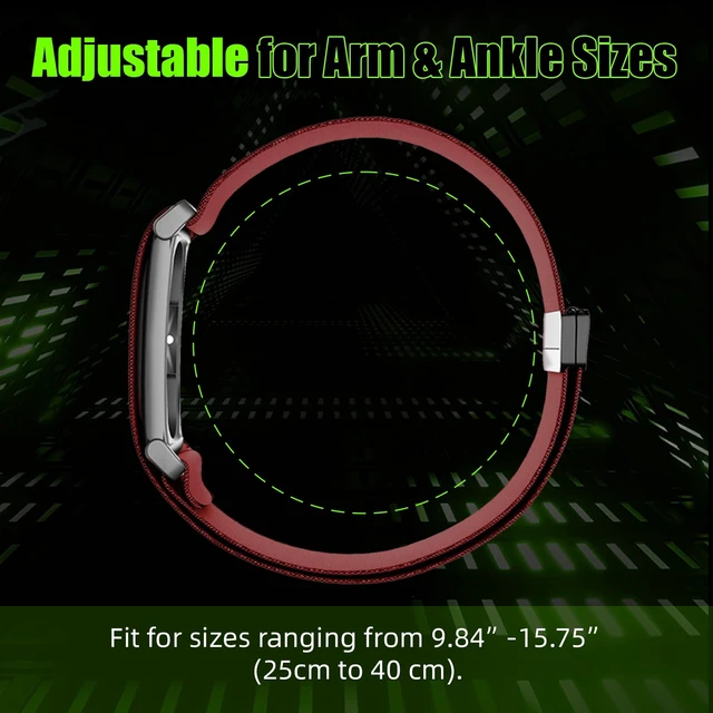 Alt view image 6 of 7 - Magnetic Bicep Band for Google Fitbit Air,Nylon Arm Strap (Wine) Elastic Sport Armband Ankle Nylon Bicep Bands with Magnet Clasp for Women Men,Breathable Replacement Strap for Gym Running