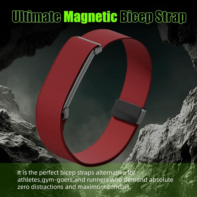 Alt view image 7 of 7 - Magnetic Bicep Band for Google Fitbit Air,Nylon Arm Strap (Wine) Elastic Sport Armband Ankle Nylon Bicep Bands with Magnet Clasp for Women Men,Breathable Replacement Strap for Gym Running