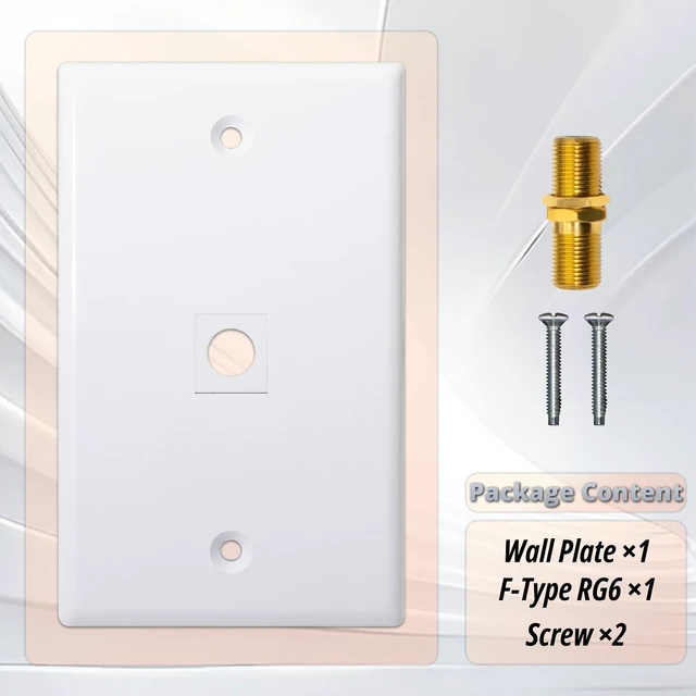 Alt view image 2 of 6 - HXH 1-Port Coax Wall Plate, Gold-Plated F-Type Connector, White, 4-Pack For home theater and antenna cable runs, coaxial cable outlet cover, provides neat wall-mounted cable access, screws included