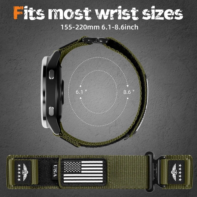 Alt view image 5 of 7 - 22mm Nylon Quick Release Band for Garmin Venu 3/2 Vivoactive 4 Forerunner Hook loop nylon soft strap,Breathable comfortable for Forerunner 265/255/255 Music, Vivoactive 4/ Venu 3/ Venu 2/ Venu 4 45mm