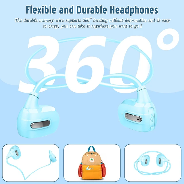 Alt view image 4 of 7 - Kids Headphones, Open Ear Headphones for Teens Child Boys Girls Wireless Bluetooth 5.4 Headset w/ Built-in Mic for School/Tablet/Travel, 13g Ultra-Light, 85dB Protect Hearing, 10H Playtime