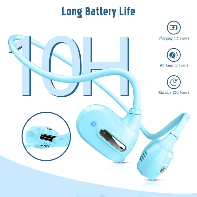 Alt view image 6 of 7 - Kids Headphones, Open Ear Headphones for Teens Child Boys Girls Wireless Bluetooth 5.4 Headset w/ Built-in Mic for School/Tablet/Travel, 13g Ultra-Light, 85dB Protect Hearing, 10H Playtime
