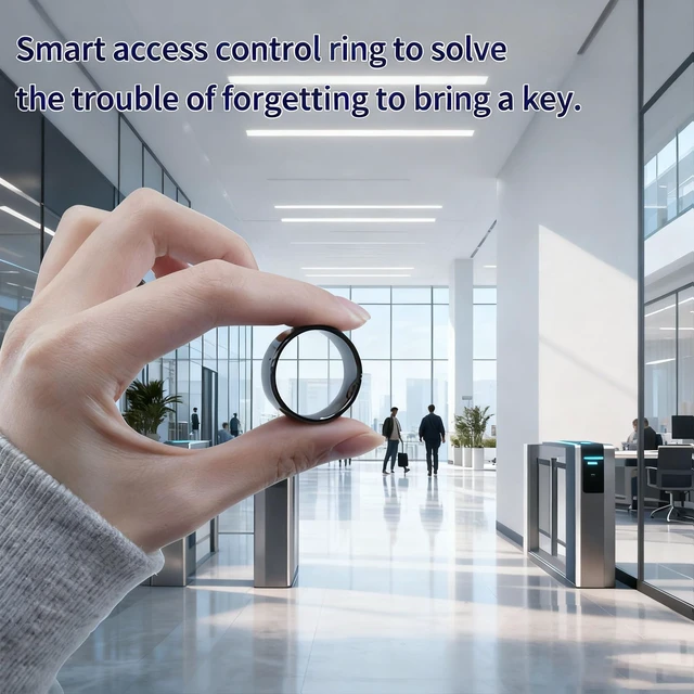 Alt view image 6 of 7 - RFID Rewritable Ring RFID Dual Frequency Ring Black US#13 RFID Ring, 13.56MHz CUID&125KHz T5577 Access Key Cards in One Ring, Ceramic Smart Finger Ring Wear for Men or Women